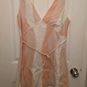 Peach & Cream Striped Sleeveless Mini Dress